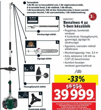 Lidl PARKSIDE Benzines 4 az 1-ben készülék 1 db ajánlat