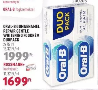 Rossmann ORAL-B GUM&ENAMEL REPAIR GENTLE WHITENING FOGKRÉM DUOPACK 2 x 75 ml ajánlat