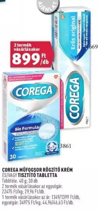 Rossmann COREGA MŰFOGSOR RÖGZÍTŐ KRÉM ÉS/VAGY TISZTÍTÓ TABLETTA 40 g / 30 db ajánlat