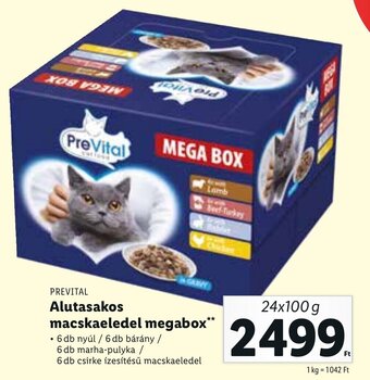 Lidl PREVITAL Alutasakos macskaeledel megabox 24 x 100 g ajánlat