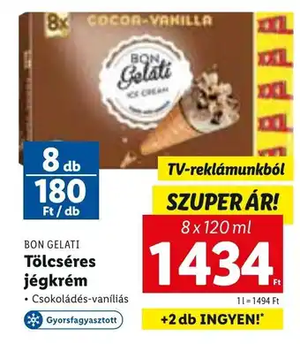 Lidl BON GELATI Tölcséres jégkrém 8 x 120 ml ajánlat