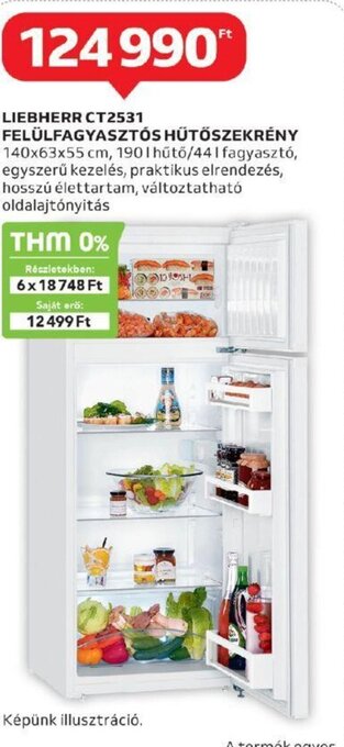 Auchan LIEBHERR CT2531 FELÜLFAGYASZTÓS HŰTŐSZEKRÉNY 1 db ajánlat