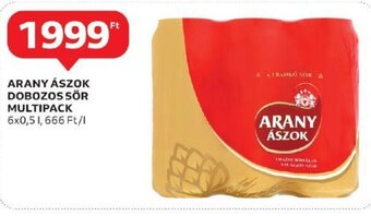 Auchan ARANY ÁSZOK DOBOZOS SÖR MULTIPACK 6 x 0,5 l ajánlat