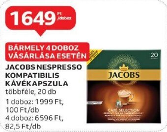 Auchan JACOBS NESPRESSO KOMPATIBILIS KÁVÉKAPSZULA 20 db ajánlat