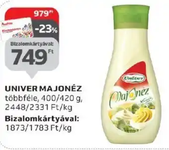 Auchan UNIVER MAJONÉZ 400 / 420 g ajánlat