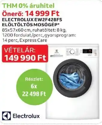 Auchan ELECTROLUX EW2F428FS ELÖLTÖLTŐS MOSÓGÉP 1 db ajánlat