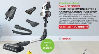 Auchan BOSCH BBS711W UNLIMITED 7 AKKUMULÁTOROS PORSZÍVÓ 1 db ajánlat