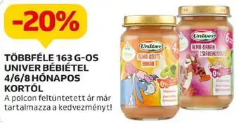 Auchan TÖBBFÉLE 163 G-OS UNIVER BÉBIÉTEL 4/6/8 HÓNAPOS KORTÓL ajánlat