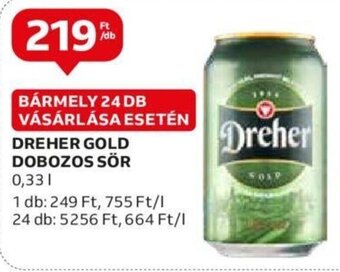 Auchan DREHER GOLD DOBOZOS SÖR 0,33 l ajánlat