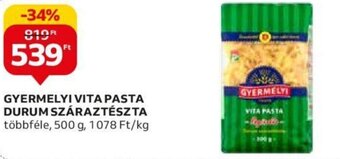 Auchan GYERMELYI VITA PASTA DURUM SZÁRAZTÉSZTA 500 g ajánlat