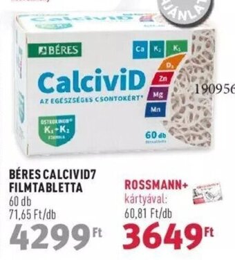 Rossmann BÉRES CALCIVID7 FILMTABLETTA 60 db ajánlat