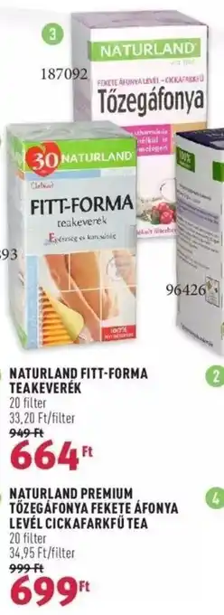 Rossmann NATURLAND PREMIUM TÖZEGÁFONYA FEKETE ÁFONYA LEVÉL CICKAFARKFŰ TEA 1 db ajánlat