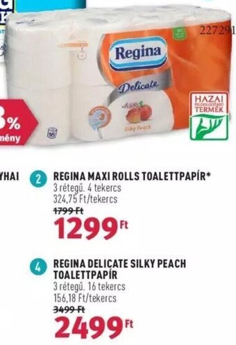Rossmann REGINA DELICATE SILKY PEACH TOALETTPAPÍR 16 tekercs ajánlat