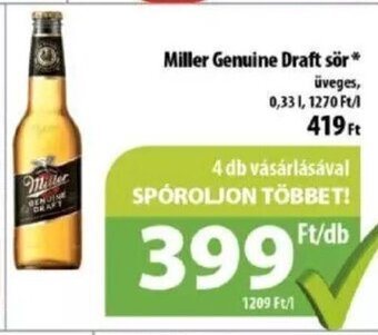 Coop Miller Genuine Draft sör 0,33 l ajánlat