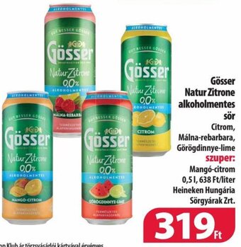 Coop Gösser Natur Zitrone alkoholmentes sör 0,5 l ajánlat
