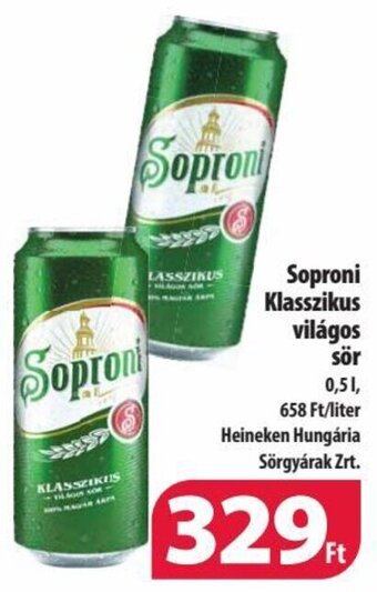 Coop Soproni Klasszikus világos sör 0,5 l ajánlat