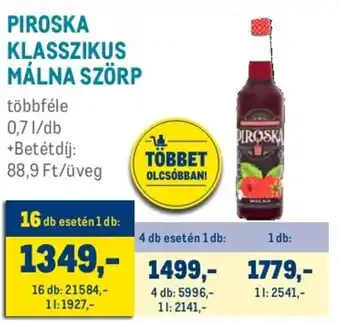 Metro PIROSKA KLASSZIKUS MÁLNA SZÖRP 0,7 l ajánlat