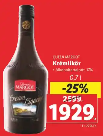 Lidl QUEEN MARGOT Krémlikőr 0,7 l ajánlat