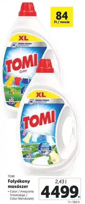 Lidl TOMI Folyékony mosószer 2,43 l ajánlat