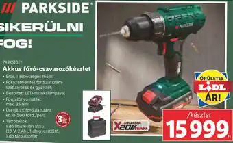 Lidl PARKSIDE Akkus fúró-csavarozókészlet ajánlat