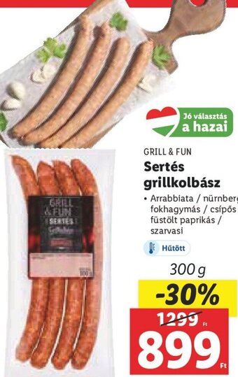 Lidl GRILL & FUN Sertés grillkolbász 300 g ajánlat