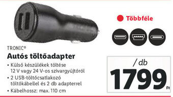 Lidl TRONIC Autós töltőadapter 1 db ajánlat