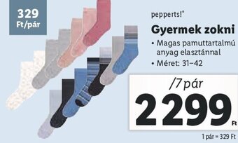 Lidl Pepperts! Gyermek zokni 7 pár ajánlat
