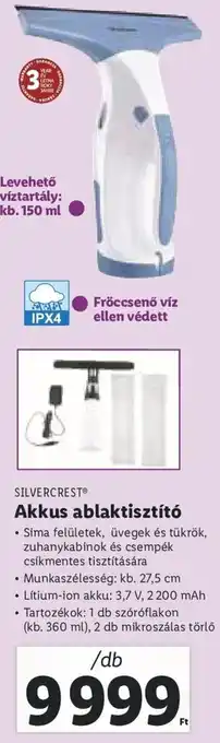 Lidl SILVERCREST Akkus ablaktisztító 1 db ajánlat