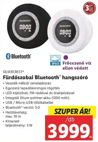 Lidl SILVERCREST Fürdőszobai Bluetooth hangszóró 1 db ajánlat
