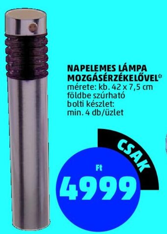 NAPELEMES LÁMPA MOZGÁSÉRZÉKELŐVEL 1 db