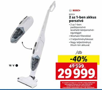 BOSCH 2 az 1-ben akkus porszívó 1 db