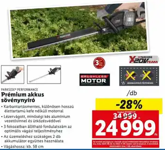 Lidl PARKSIDE PERFORMANCE Prémium akkus sövénynyíró 1 db ajánlat