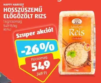 ALDI HAPPY HARVEST HOSSZÚSZEMŰ ELŐGŐZÖLT RIZS 1 kg ajánlat