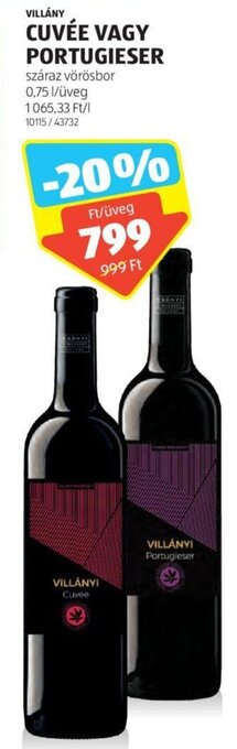 VILLÁNY CUVÉE VAGY PORTUGIESER 0,75 l