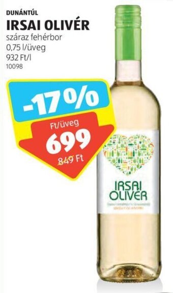 ALDI DUNÁNTÚL IRSAI OLIVÉR 0,75 l ajánlat
