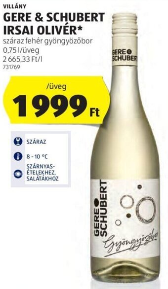 VILLÁNY GERE & SCHUBERT IRSAI OLIVER 0,75 l