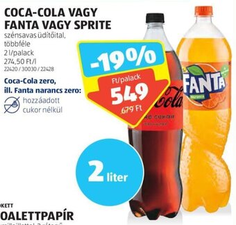 ALDI COCA-COLA VAGY FANTA VAGY SPRITE 2 l ajánlat