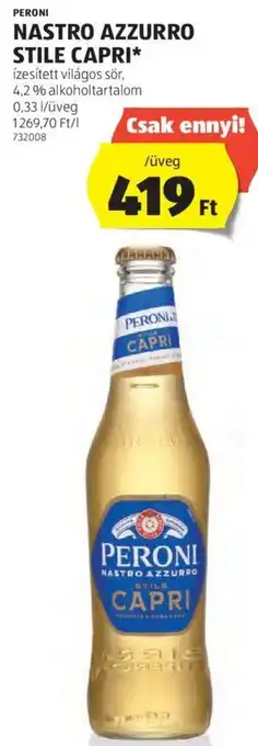 ALDI PERONI NASTRO AZZURRO STILE CAPRI 0,33 l ajánlat