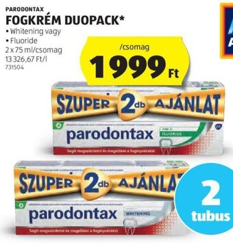 ALDI PARODONTAX FOGKRÉM DUOPACK 2 x 75 ml ajánlat