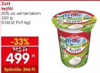 Spar Zott tejföl 330 g ajánlat