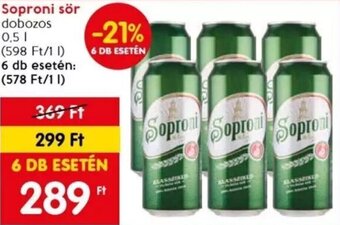 Spar Soproni sör 0,5 l ajánlat