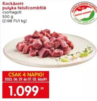 Spar Kockázott pulyka felsőcombfilé 500 g ajánlat