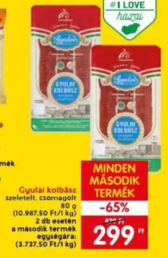 Spar Gyulai kolbász 80 g ajánlat