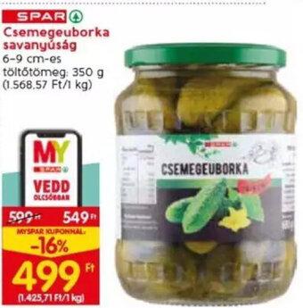 Spar SPAR Csemegeuborka savanyúság 350 g ajánlat