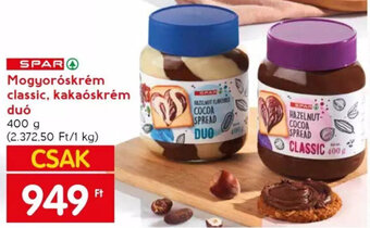 Spar SPAR Mogyoróskrém classic, kakaóskrém duó 400 g ajánlat