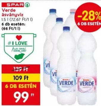 Spar SPAR Verde ásványvíz 1,5 l ajánlat