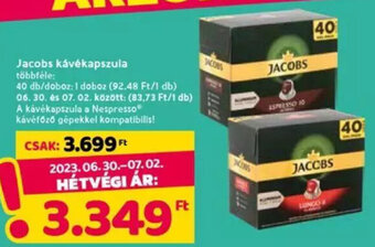 Spar Jacobs kávékapszula 40 db ajánlat