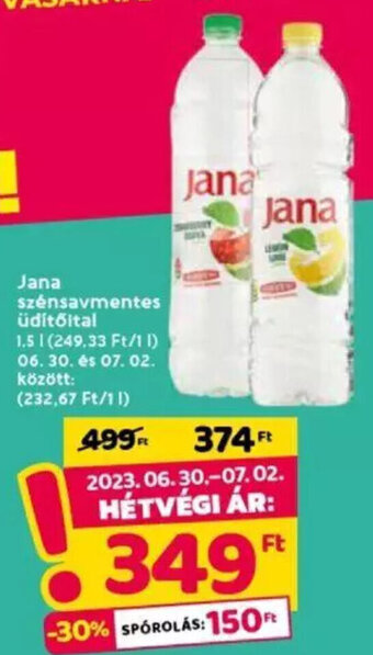 Spar Jana szénsavmentes üdítőital 1,5 l ajánlat