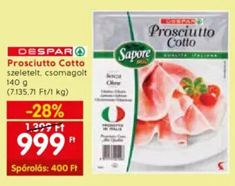 Spar SPAR Prosciutto Cotto 140 g ajánlat