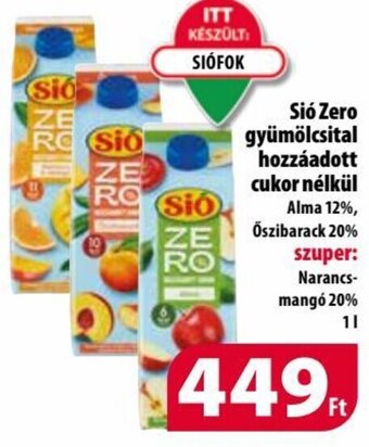 Coop Sió Zero gyümölcsital hozzáadott cukor nélkül 1 l ajánlat